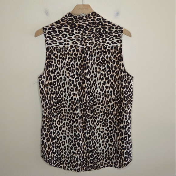 Equipment | 100% Silk Sleeveless Leopard Print Button Front Blouse Size Medium - Picture 4 of 4